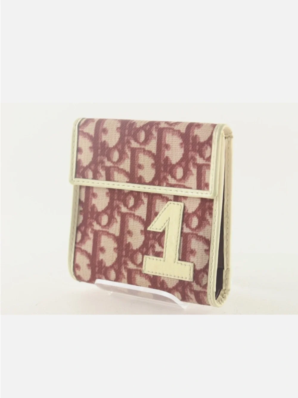 Christian Dior Trotter Wallet Bordeaux canvas with leather trim, comes with COA